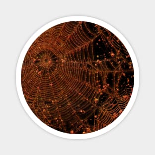 Orange Glitter Halloween Spiderweb Pattern Spooky Style Glamour Goth Magnet